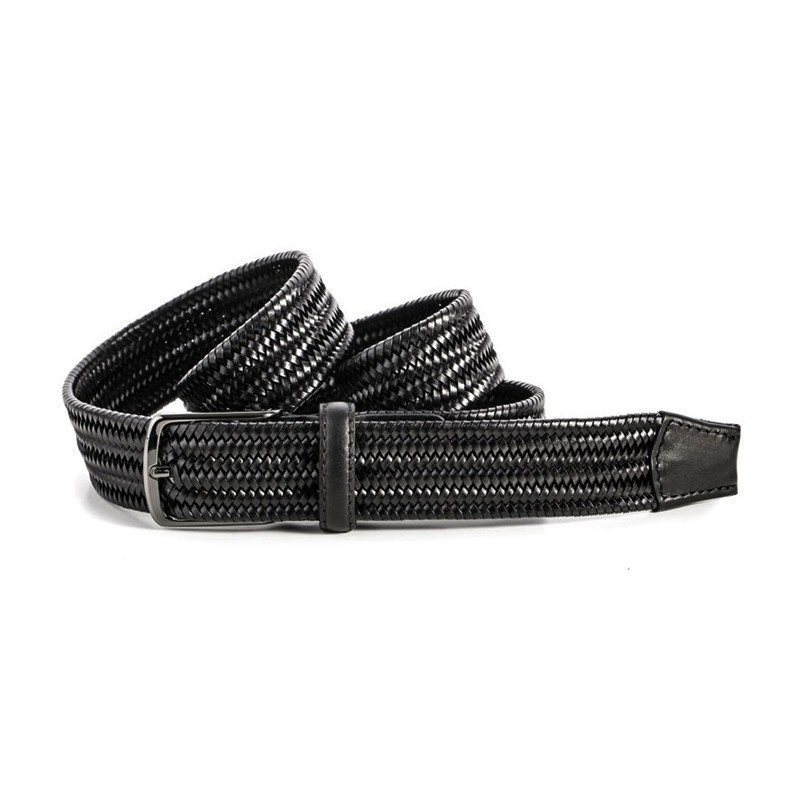 Cinturon de cuero trenzado negro