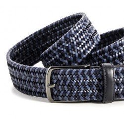 Cinturon trenzado de cuero marino y azul
