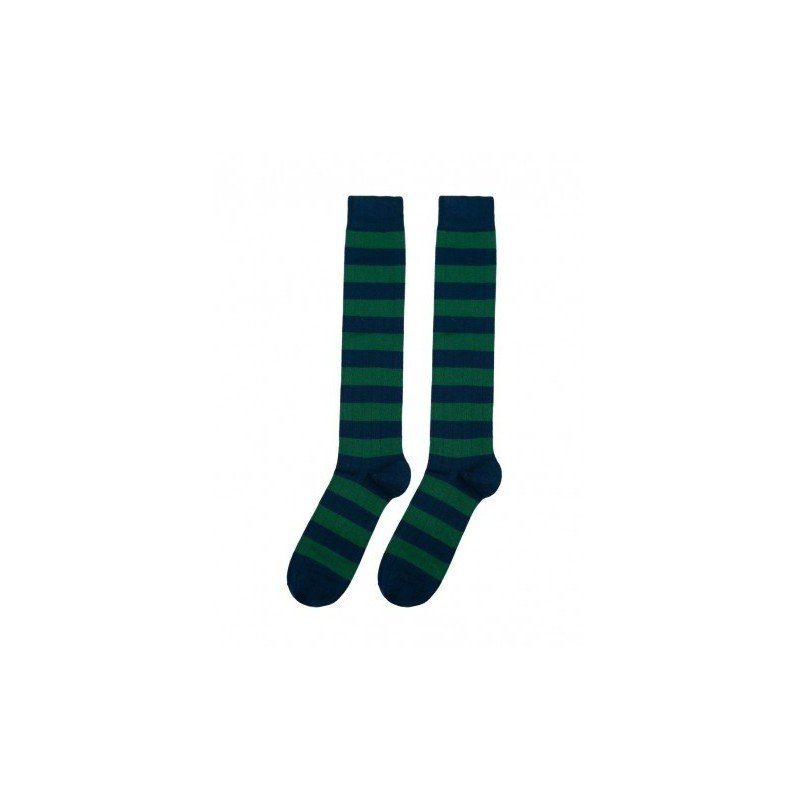 Calcetines altos rayas marino-verde