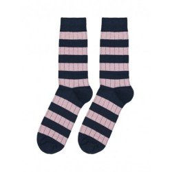 Calcetines rayas marino-rosa